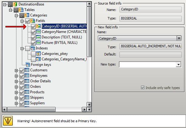 Autoincrement warning