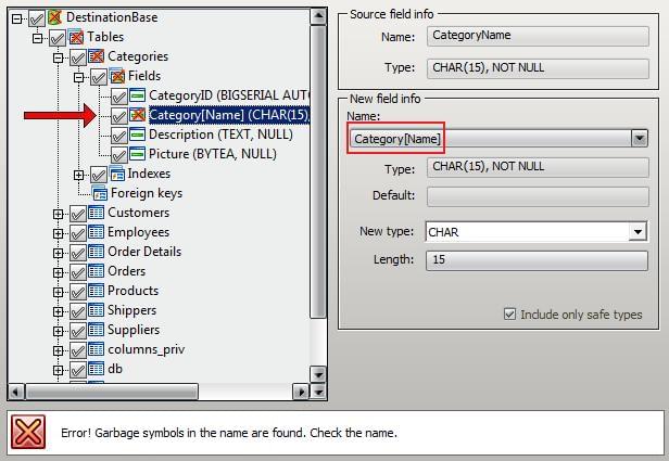 Renaming a field manually