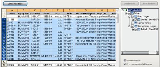 Create new Excel table