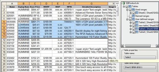 Adjusting Excel table range