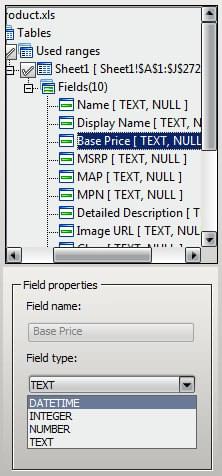 Choose Excel field type