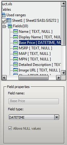 Field type mapping applied