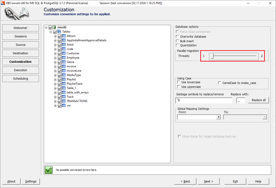 One data-processing thread at customization stage