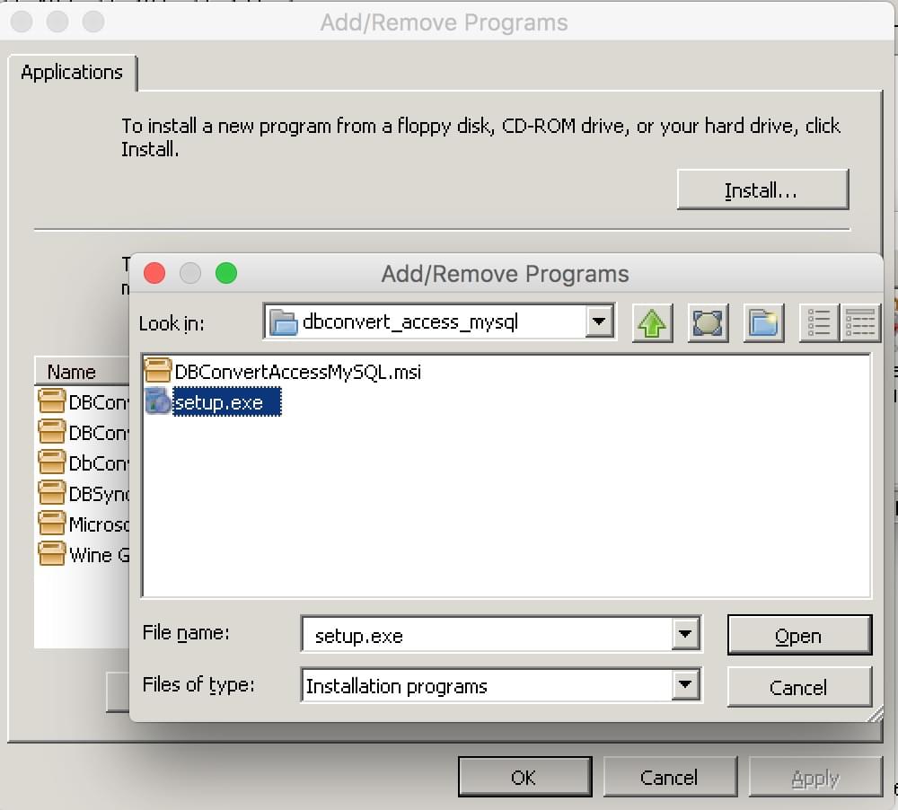 Installing DBConvert under Wine on macOS