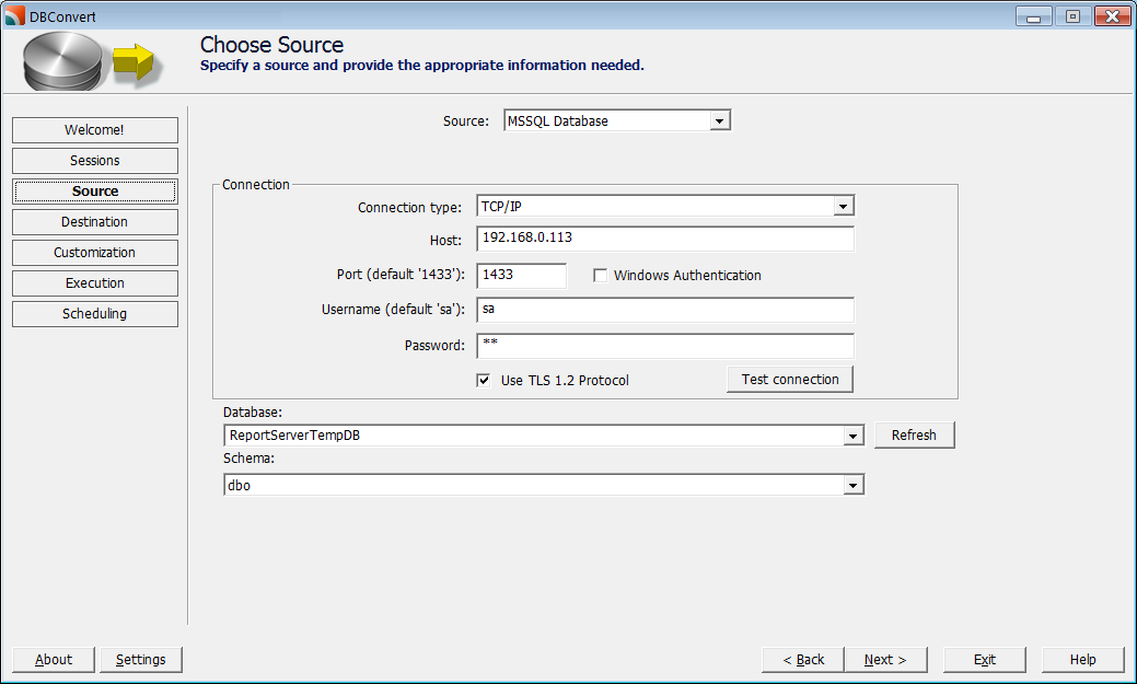 Source database selection