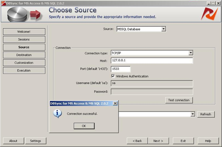 DBConvert with SQL Server connection
