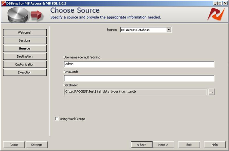 Source database selection