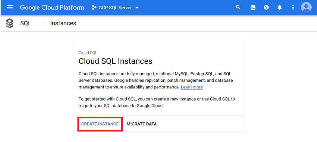 Cloud SQL: create instance