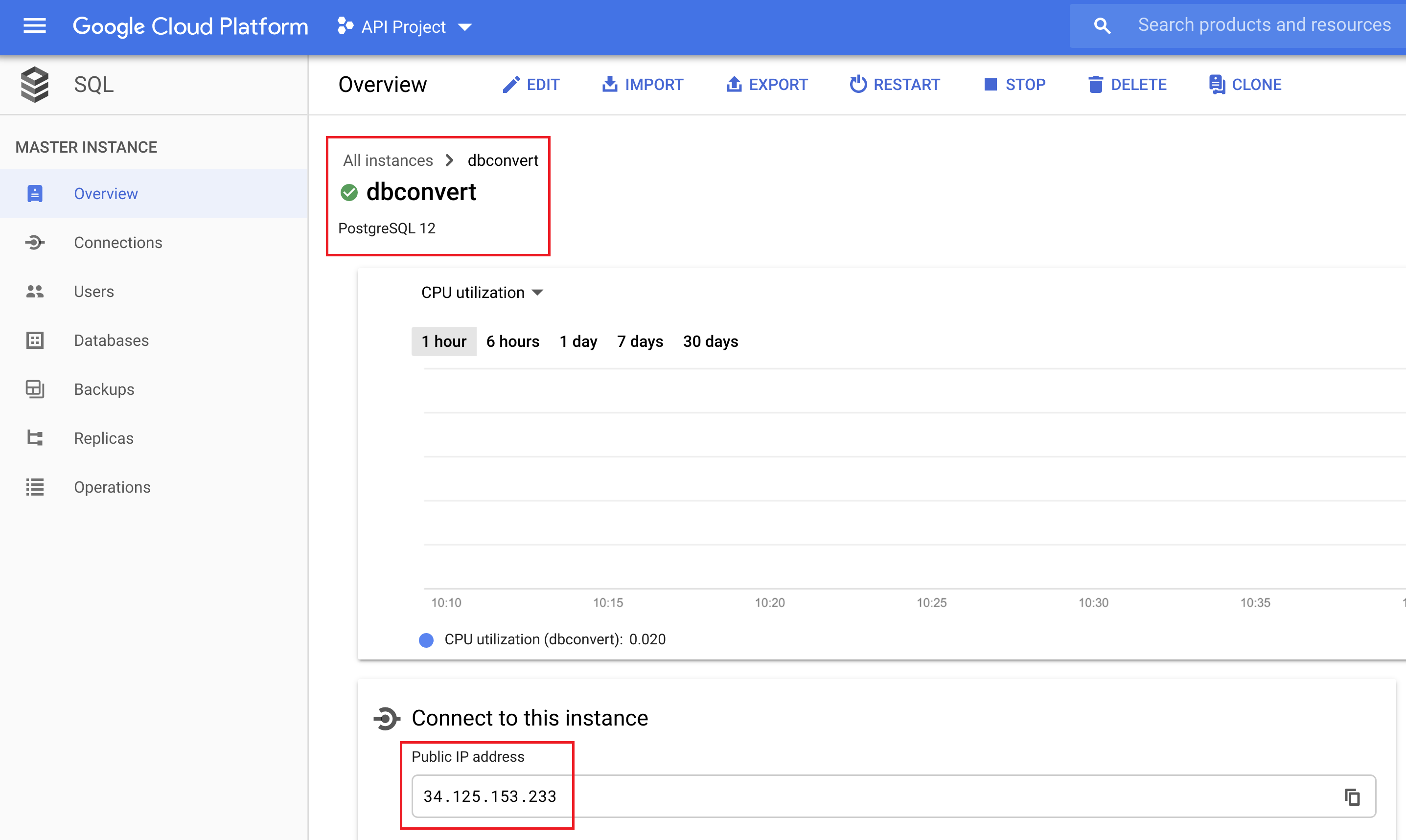 Cloud SQL instance overview