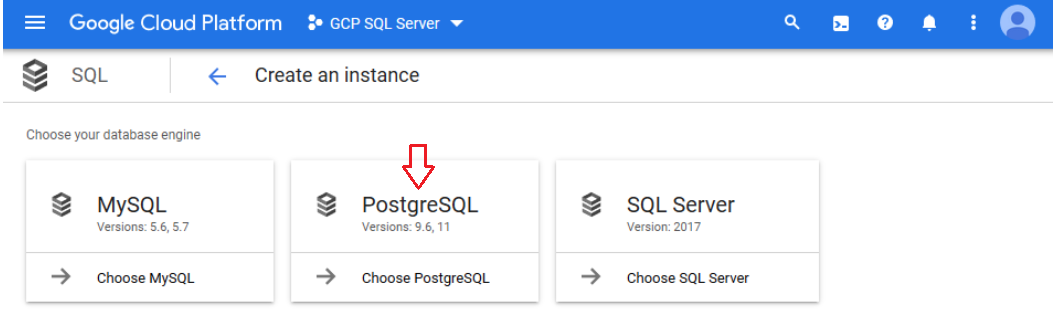 Cloud SQL: choose PostgreSQL