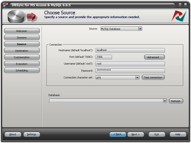 DBConvert database credentials over SSH