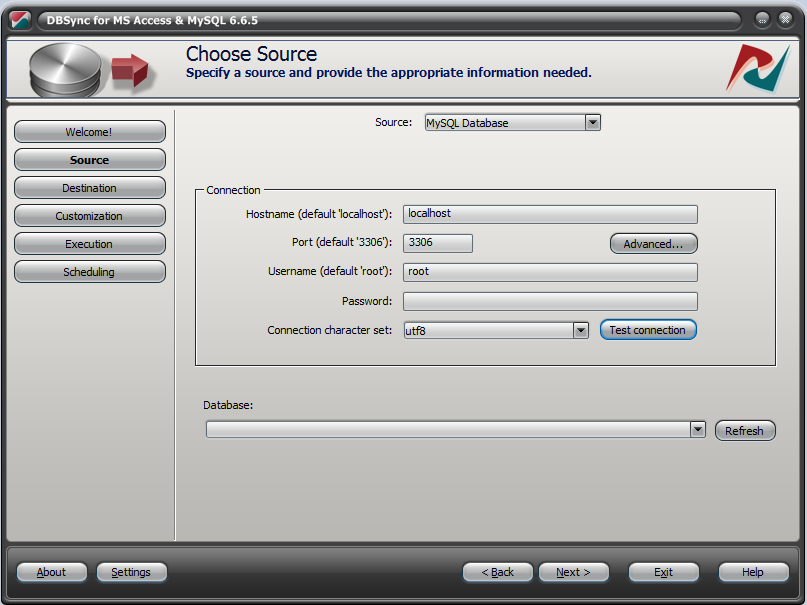 DBConvert source connection via PuTTY tunnel