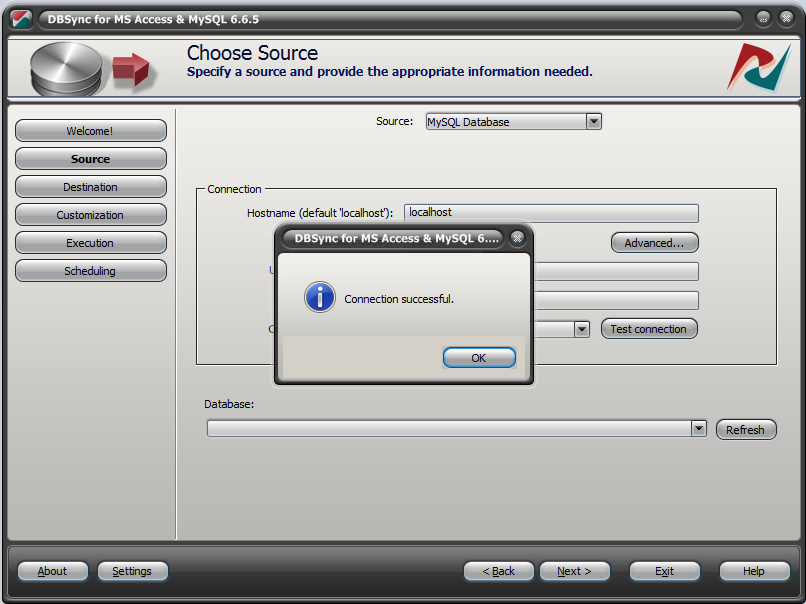 DBConvert destination connection via PuTTY tunnel