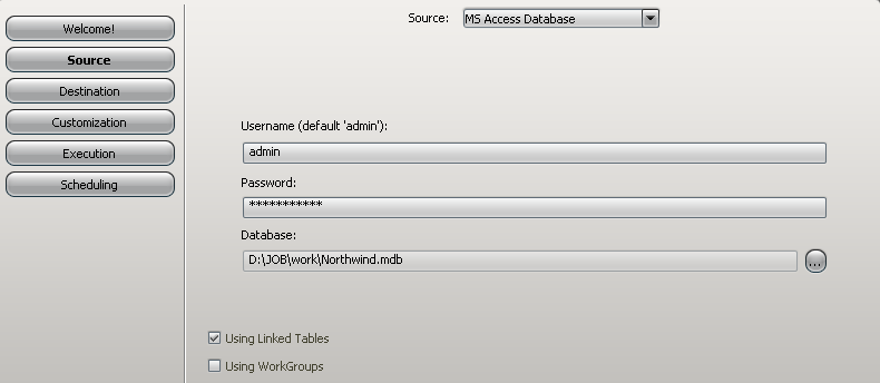 MS Access file selection
