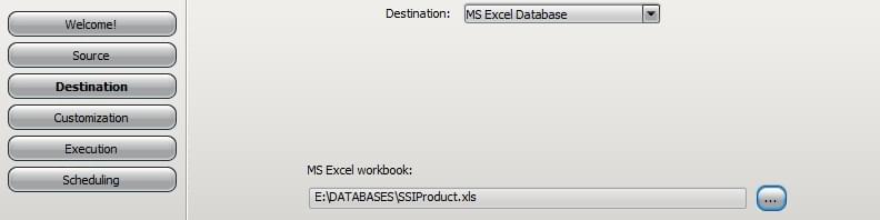 Excel destination