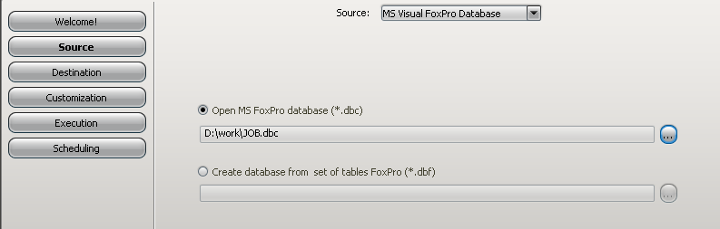 FoxPro .dbc selection
