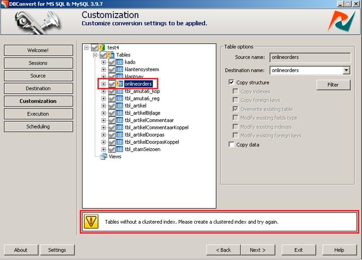 Azure heap-table insert error