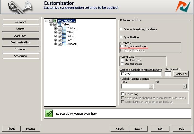Disable trigger-based sync