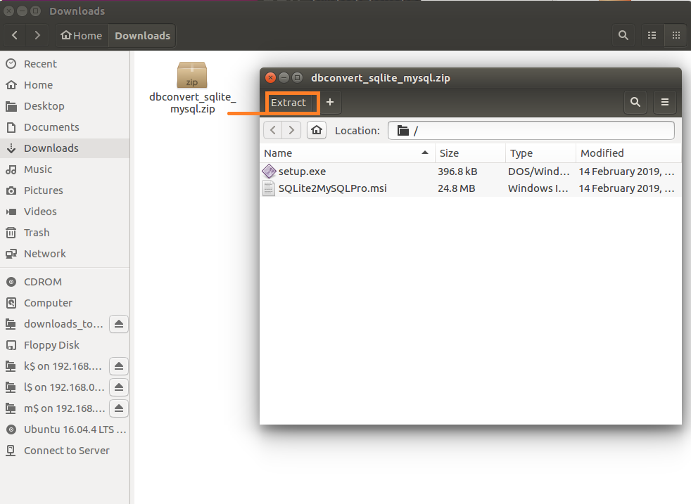 Extracting DBConvert archive