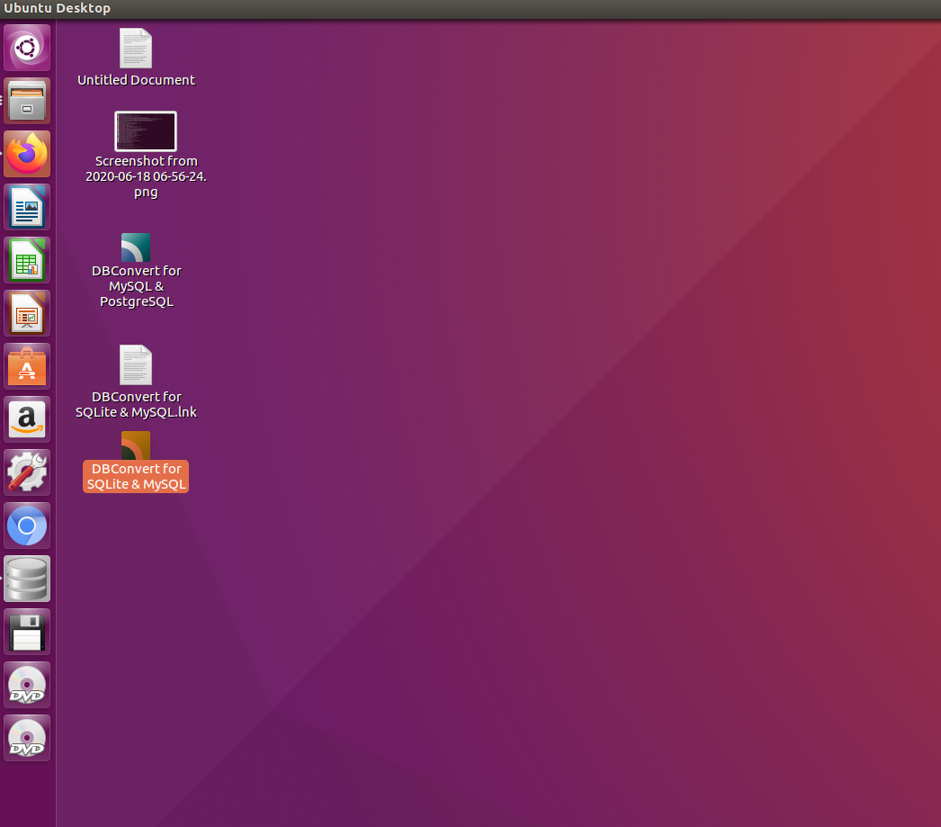 DBConvert in Linux menu