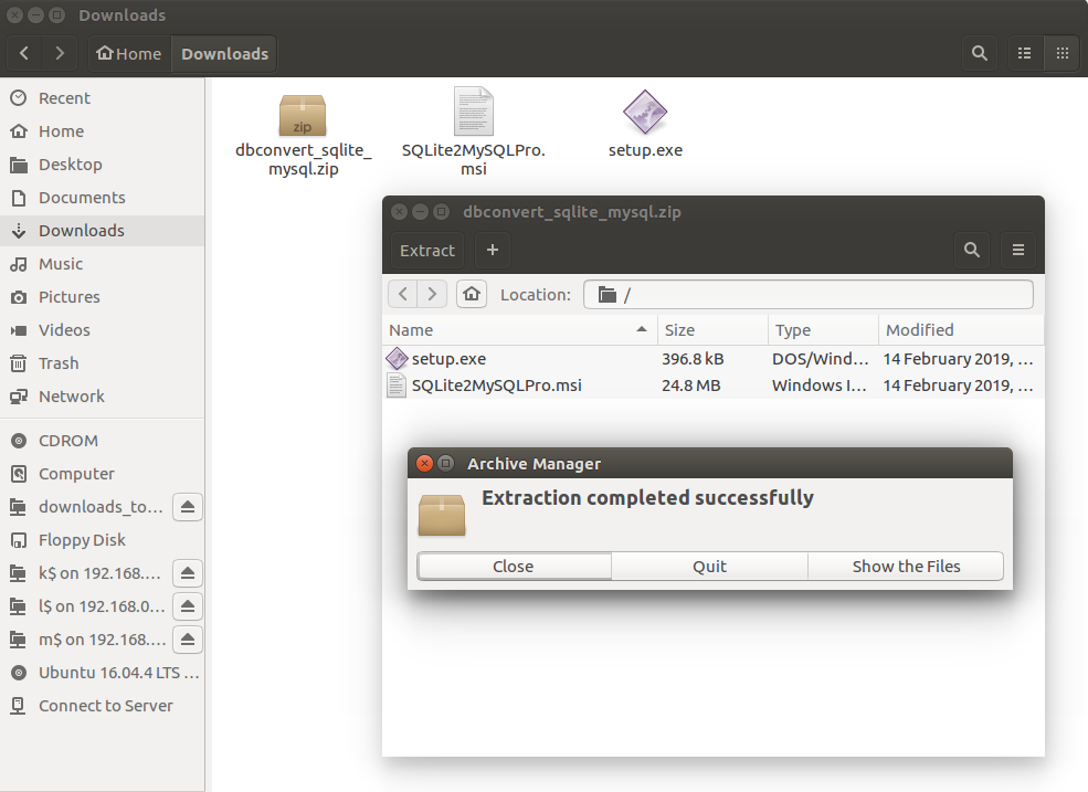 Extracted DBConvert files